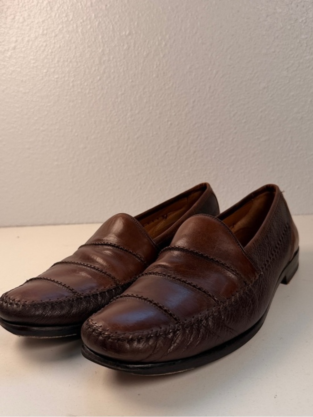Mezlan Men’s Brown Leather Moc Toe Loafers Size 11 M Made in Spain